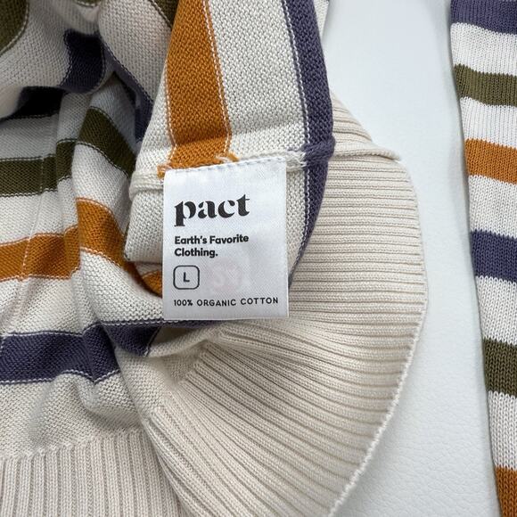 Pact Fine Knit Classic Organic Cotton Sweater Womens Size L Multicolor Striped - Picture 4 of 6
